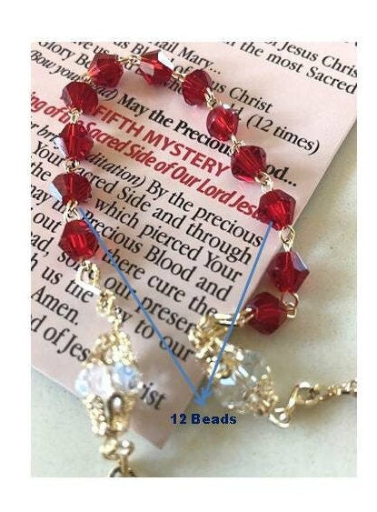 Chaplet of The Precious Blood of Jesus, 12 Beads Chaplets Rosary, Most Precious Blood Of Jesus Rosary, Red Crystal Rosary, Divine Protection