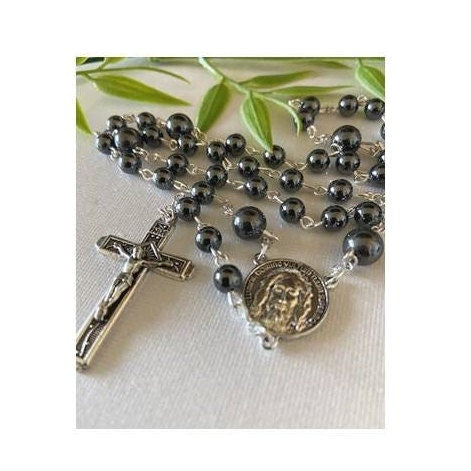 Chaplet of The Holy face of Jesus, Shroud Of Turin Chaplet, Holy face of Jesus Hematite Rosary, Devotion to the Holy Face, Face of Christ