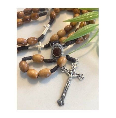 Olive Wood Rosary with Jerusalem Soil, Holy Land Rosary Beads, Handcrafted Rosary, Non Tarnish Wood Prayer Beads, Jerusalem Men's Rosary