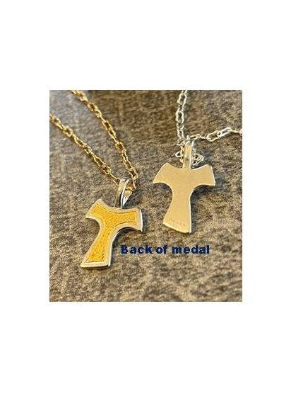 Mini Tau Cross Medal, Sterling Silver Tau Cross Pendant, 18KT Gold On Sterling Tau Cross, Franciscan Cross For Kids, Dainty St Francis Cross
