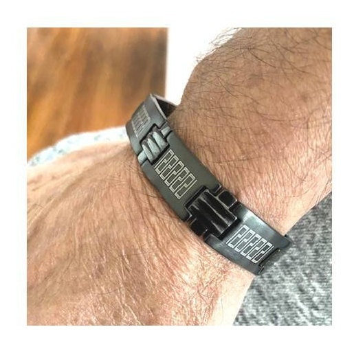 Black Tone Cross Stainless Steel Bracelet, Stainless Steel Mens Bracelet, Black Wristband with Cross, Strong Steel New Unisex Bracelet