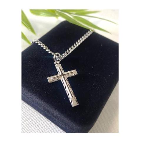Sterling Cross for Men,Adults Sterling Silver Cross Medal, Quality and Strong Cross Necklace, Thick Stainless Steel Chain,Simple and Stylish